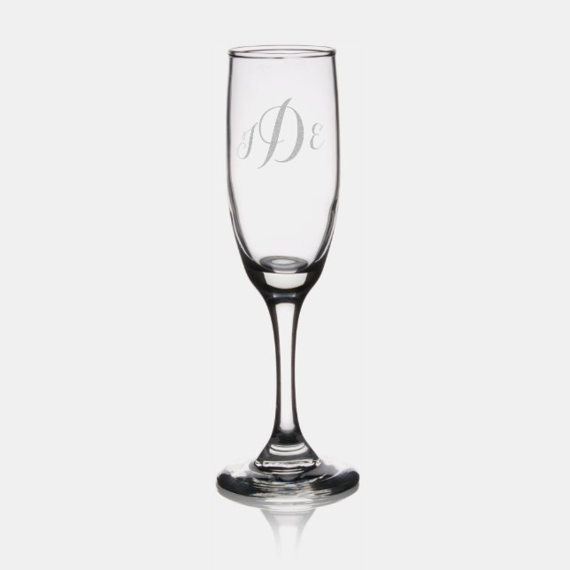 Custom Calligraphy monogram initials personalized Champagne Flute (Glassware)
