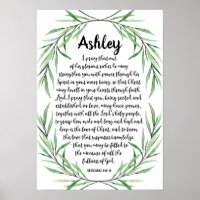 Custom Calligraphy Prayer Poster, Eph. 3:16-19