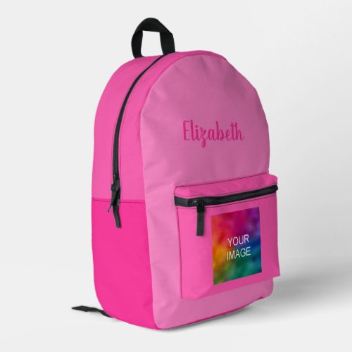 Custom Calligraphy Script Name Pink Color Palette Printed Backpack