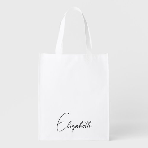 Custom Calligraphy Script Name Template Trendy Grocery Bag