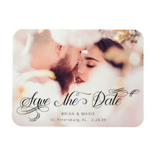 Custom Calligraphy Script Photo Save the Date  Magnet