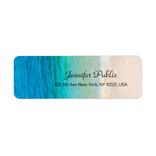 Custom Calligraphy Script Seaside Beach Waves Sand Label
