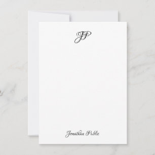 Custom Calligraphy Text Elegant Monogrammed Note Card