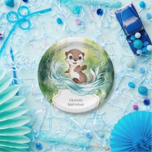 Custom Calm Otter Birthday Paper Plates