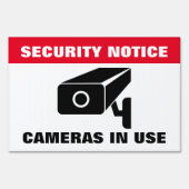 Custom camera security notice icon front lawn yard sign | Zazzle