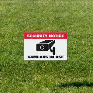Custom camera security notice icon front lawn yard sign