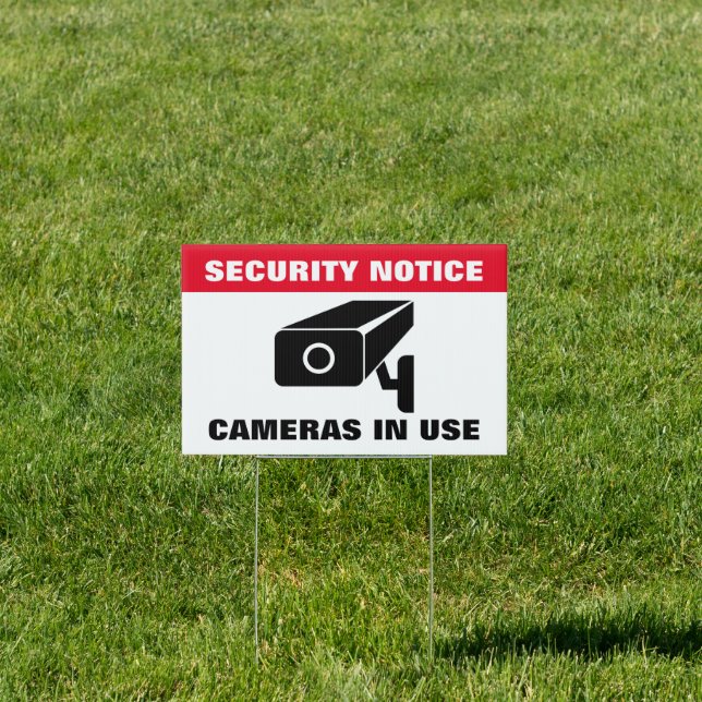 Custom camera security notice icon front lawn yard sign (Insitu)