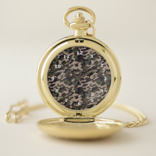 Custom Camouflage Gold Pocket Watch