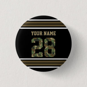Custom Camouflage Number 28 Personalized Button