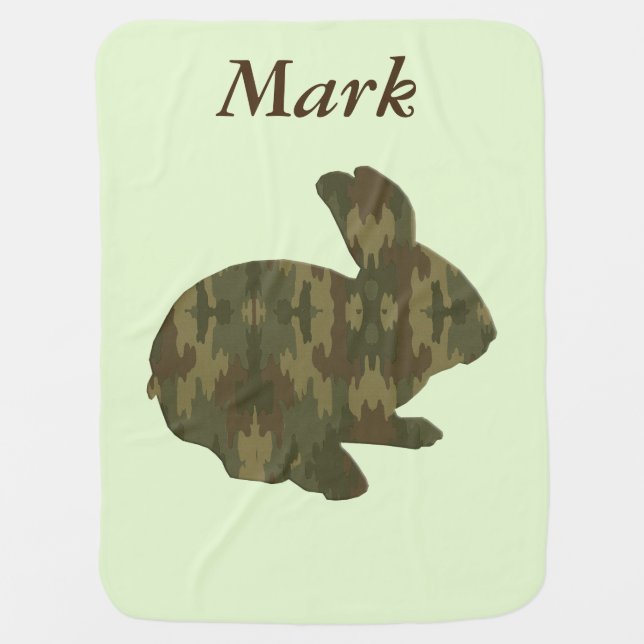 Custom Camouflage Silhouette Rabbit Baby Blanket (Front)