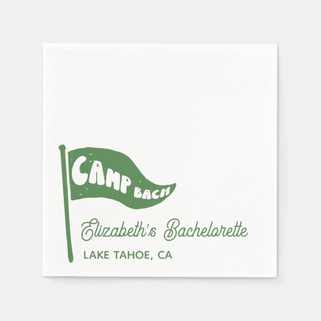 Custom Camp Bach Bachelorette Camp Flag Napkins (Front)