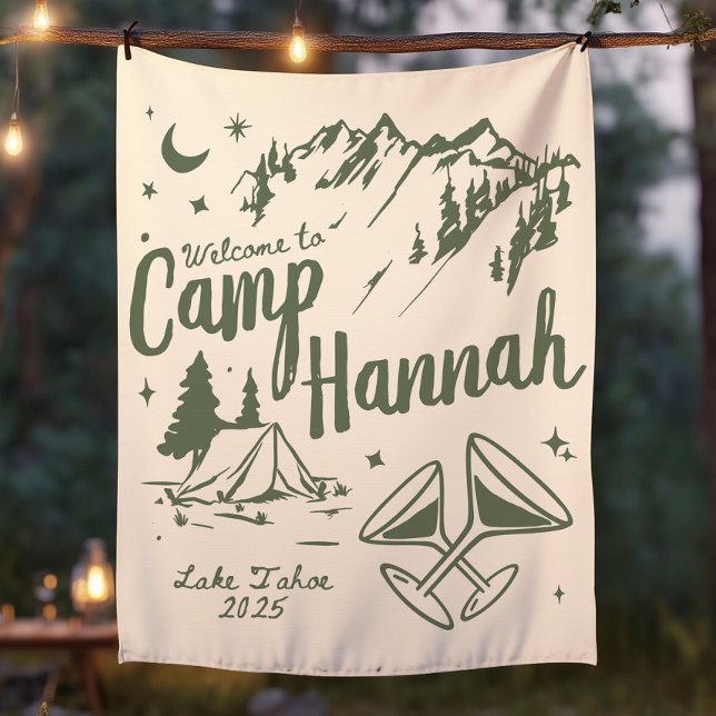 Custom Camp Bachelorette Banner Large Camp Bride  Tapestry (Creator Uploaded)