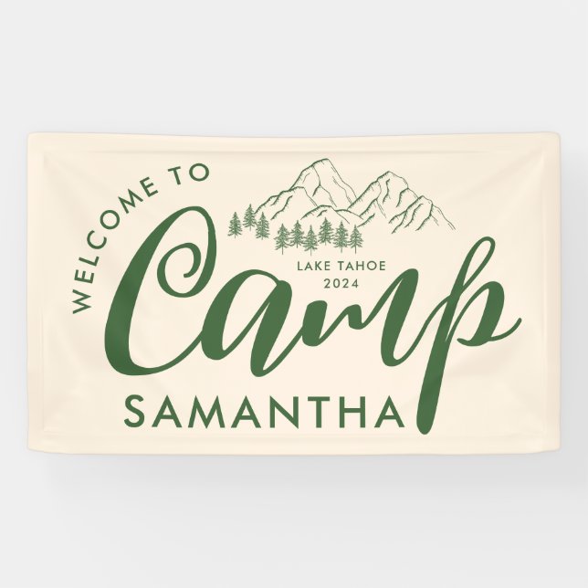 Custom Camp Bachelorette Party Modern Rustic Wild Banner (Horizontal)