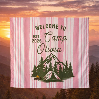 Custom Camp Bachelorette Pink Stripe Tapestry