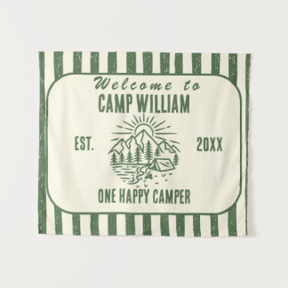 Custom Camp Birthday Tapestry – Rustic Mountain