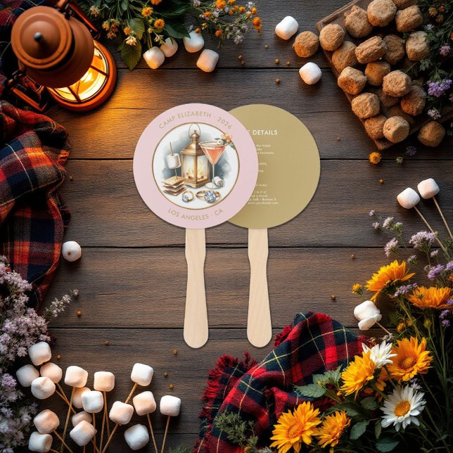 Custom Camp Bride Bachelorette Weekend Itinerary Hand Fan (Custom Camp Bride Bachelorette Weekend Itinerary Hand Fan)