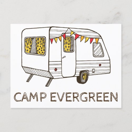 Custom Camp Postcard with Camper Trailer Caravan