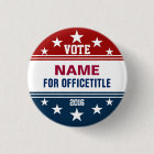 Custom Campaign Button Red, White Blue