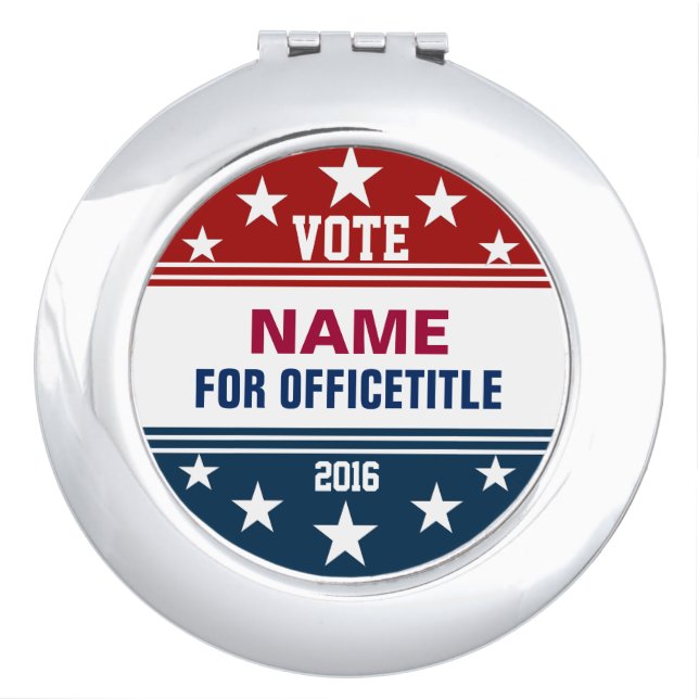 Custom Campaign Button Red, White Blue Compact Mirror (Front)