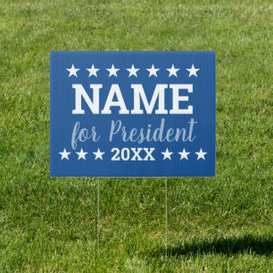 Custom Campaign - modern script stars blue yard Sign