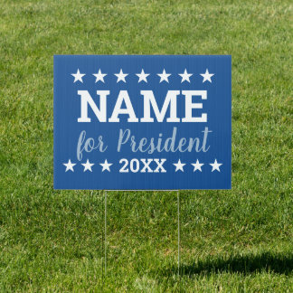 Custom Campaign - modern script stars blue yard Sign