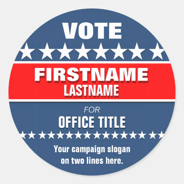 Custom Campaign Template Round Classic Round Sticker | Zazzle