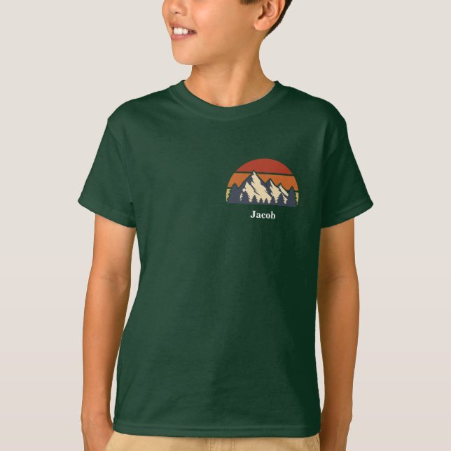 Custom Camper Name Family Reunion Mountain Kids T-Shirt (Front)