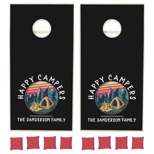 Custom Camping Family Name Happy Campers Tent Cornhole Set