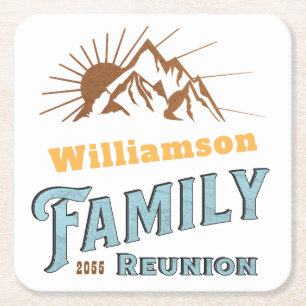 Custom Camping Family Vacation Matching  Square Paper Coaster