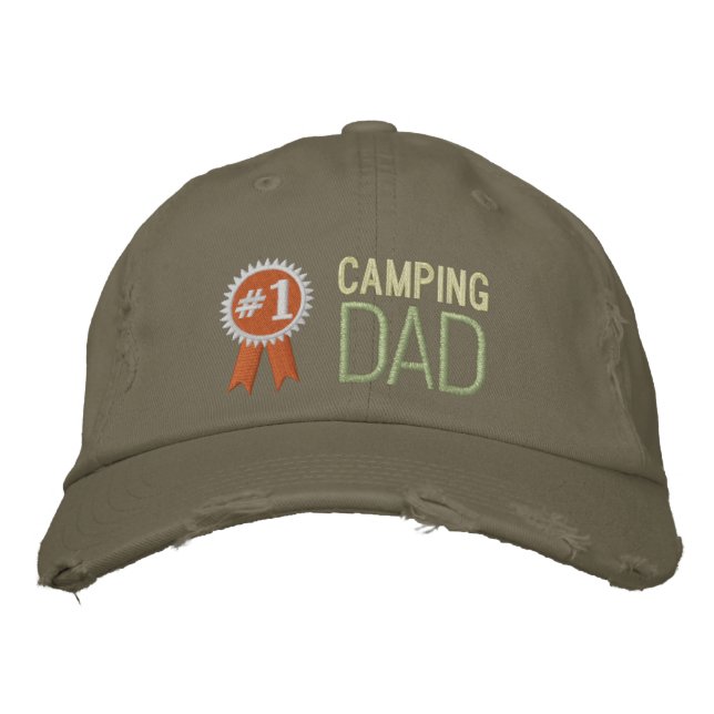 Custom Camping Father's Day / Birthday Dad Embroidered Baseball Hat (Front)