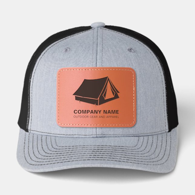Custom Camping Gear Company Personalized Text Leather Patch Hat (Front)