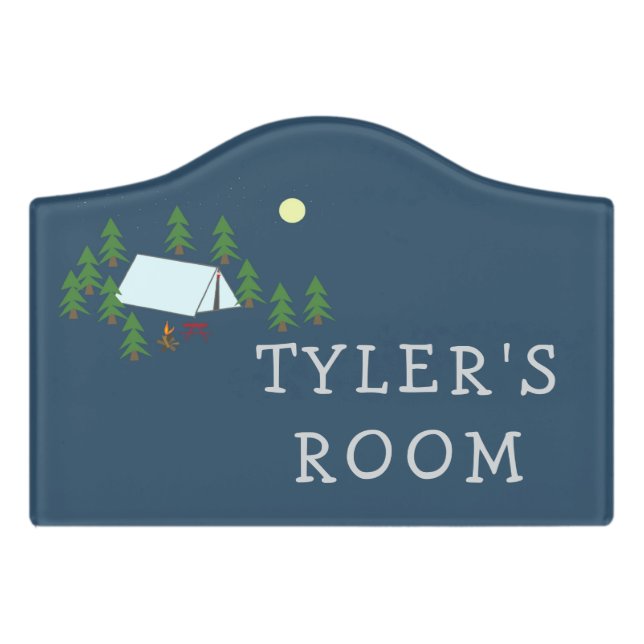 Custom Camping Theme Room Door Sign (Small Crest Front)
