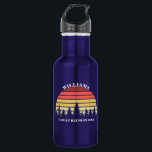 Custom Camping Trip Sunset Forest Family Reunion Stainless Steel Water Bottle<br><div class="desc">Cool customized sunset water bottle for a family reunion. This custom nature water bottle features a beautiful vintage sunset over a forest of pretty trees under your personalized text.</div>