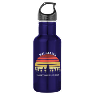 Custom Camping Trip Sunset Forest Family Reunion Stainless Steel Water Bottle