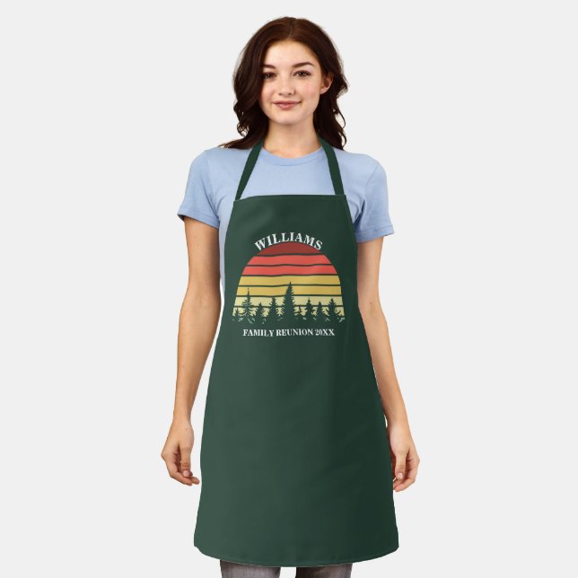 Custom Camping Trip Sunset Forest Green Outdoors Apron (Worn)
