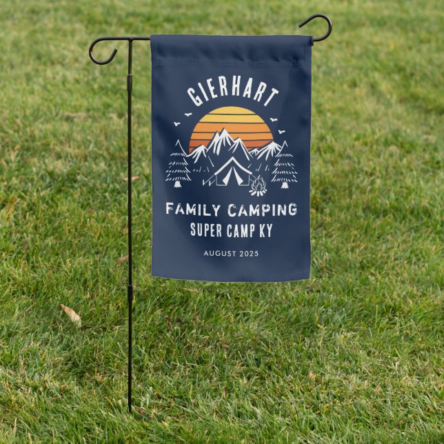 Custom Camping Vacation Woodland Mountains Family Garden Flag (In SItu)