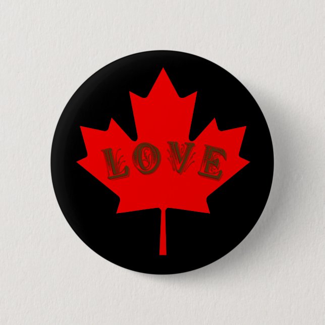 Custom Canada Day love pin button (Front)
