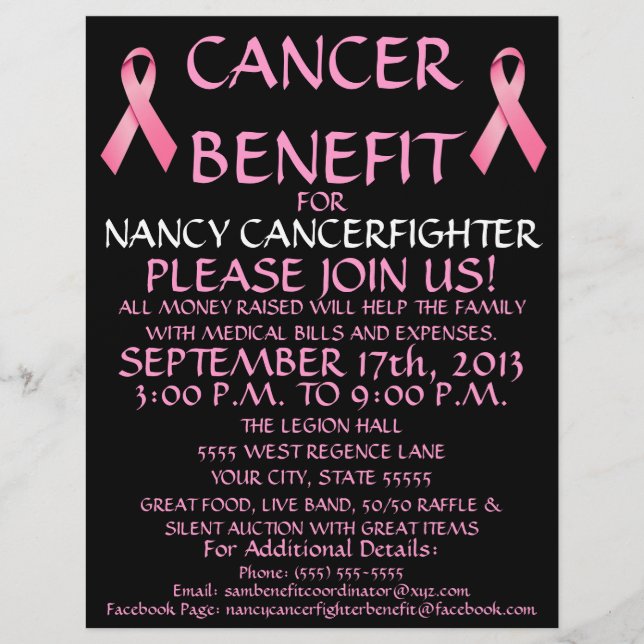 Custom Cancer Benefit Flyer (Front)