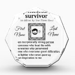 Custom cancer/illness survivor award with photo<br><div class="desc">Customize this plaque to commemorate the person in your life who has survived something. Be it a health issue,  a professional challenge,  or something in their personal life.</div>