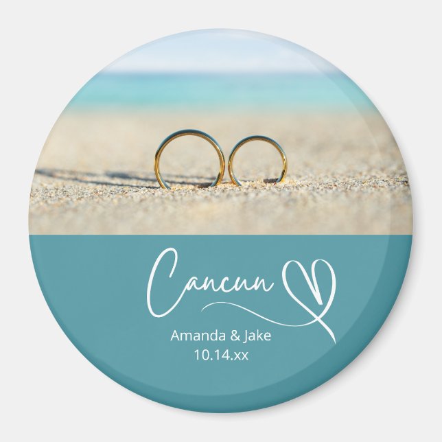 Custom Cancun Destination Beach Wedding Magnet (Front)