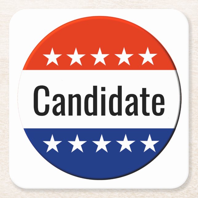Custom Candidate Campaign 2024 Election Square Paper Coaster (Front)
