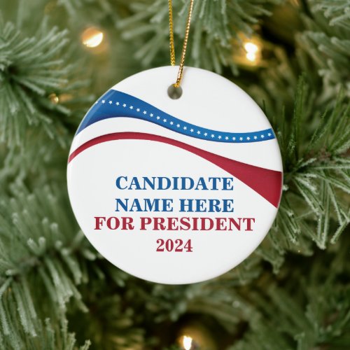 Custom Candidate for President 2024 Christmas Ceramic Ornament