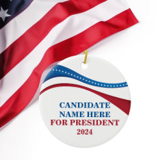Custom Candidate For President Flag Christmas Ceramic Ornament at Zazzle