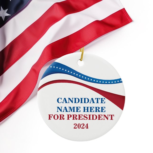 Custom Candidate for President Flag Christmas Ceramic Ornament (Creator Uploaded)