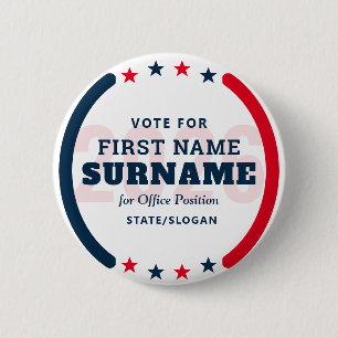 Custom Candidate Name Political Election Campaign Button