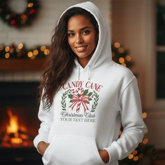 Custom Candy Cane Christmas Club Holiday Wreath Hoodie