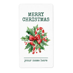 Custom Candy Cane Merry Christmas Gift Label