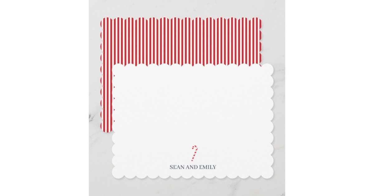 Custom Candy Cane Vintage Christmas Stationary Thank You Card | Zazzle