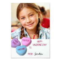 Custom Candy Heart Valentine's Day Classroom Photo Card