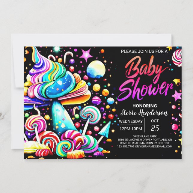 Custom Candyland Baby Shower Invitation (Front)